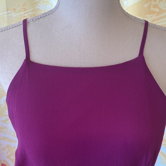 LULUS MEDIUM SPAGHETTI STRAP PURPLE CHIFFON ADJUSTABLE MIDI DRESS - Picture 2 of 8